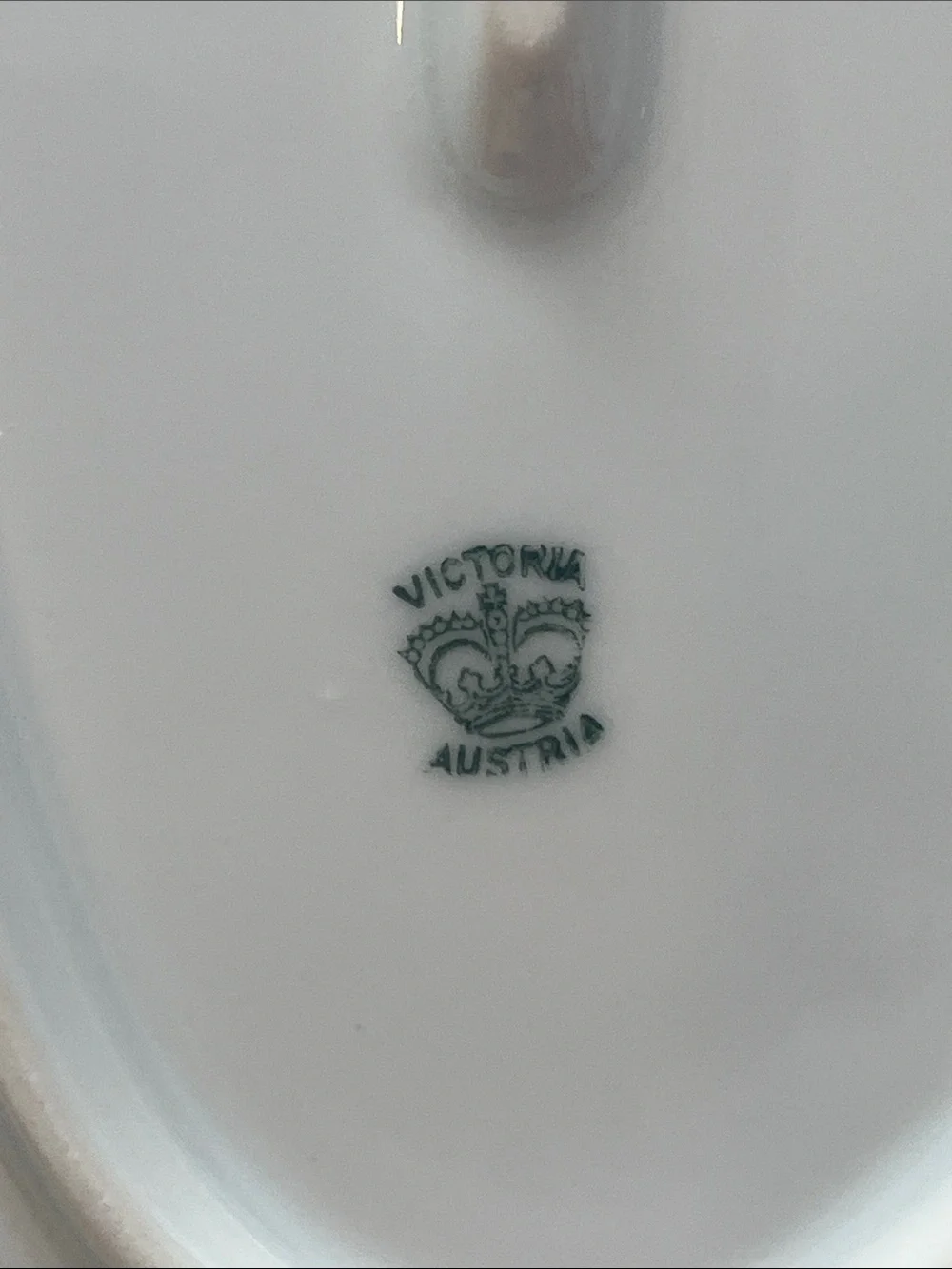 Vintage Victoria Austria White Porcelain Oval Serving Platter with Gold Edge